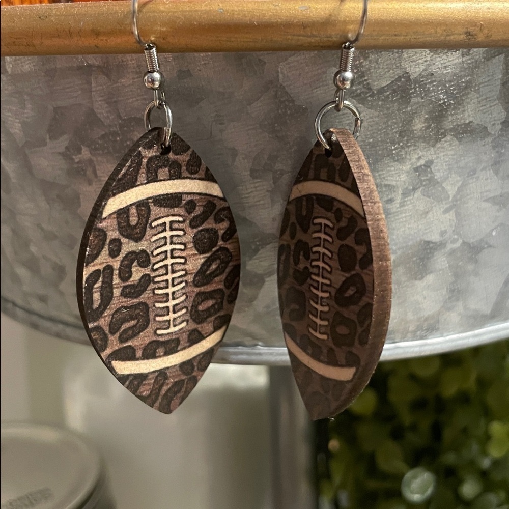 Leopard Print Football Earrings